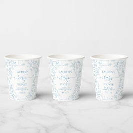 Vasos De Papel Blue Toile Bear Baby Shower Boy
