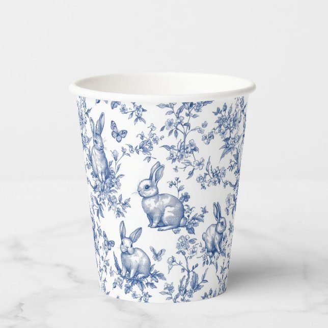 Vasos De Papel Blue Toile De Jouy Easter Bunny (Anverso)