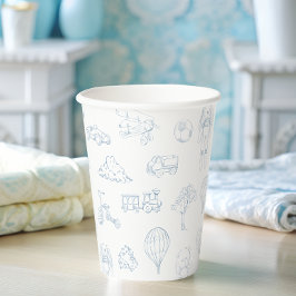 Vasos De Papel Blue Toile de Jouy Nursery Boy
