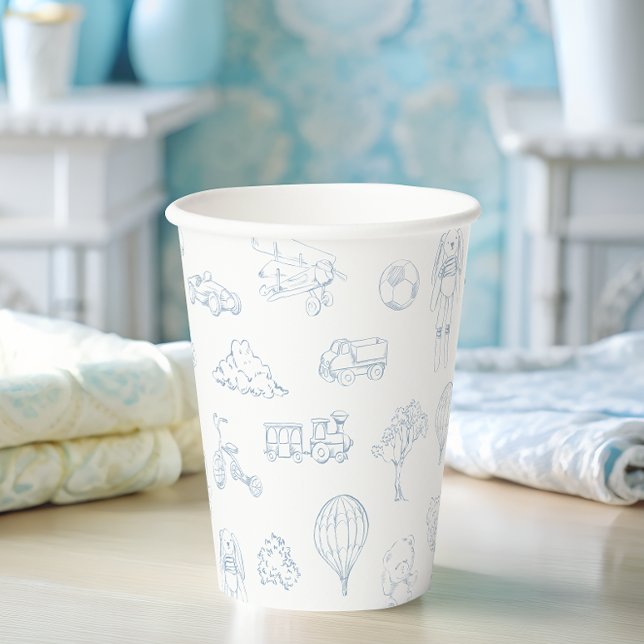 Vasos De Papel Blue Toile de Jouy Nursery Boy (Subido por el creador)