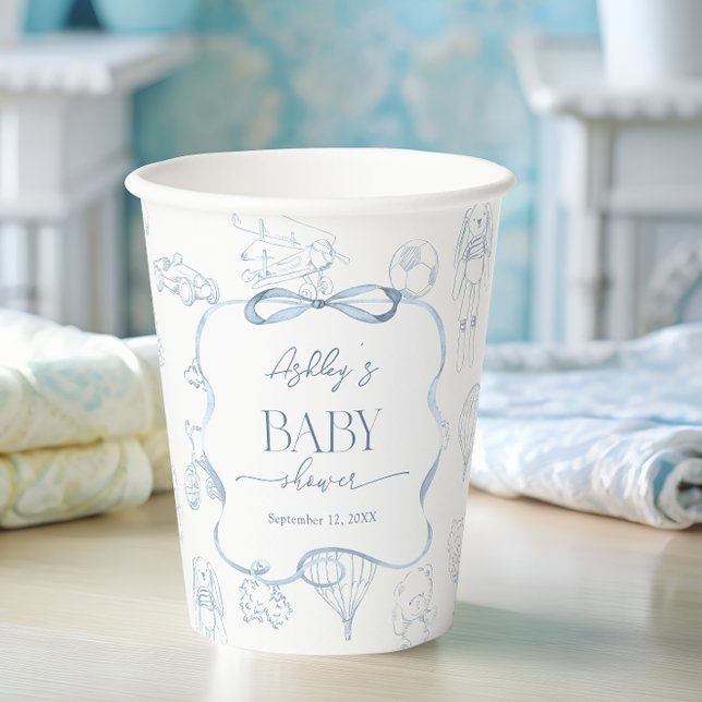 Vasos De Papel Blue Toile de Jouy Nursery Boy (Subido por el creador)