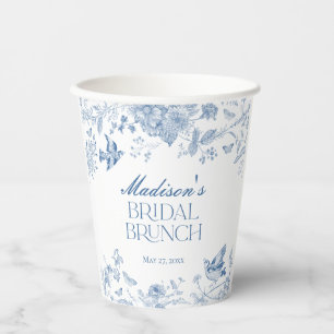 Vasos De Papel Blue Toile De Jouy Vintage Floral Bridal Brunch