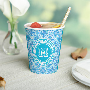 Vasos De Papel Blue Trellis Imprimir texto blanco moderno