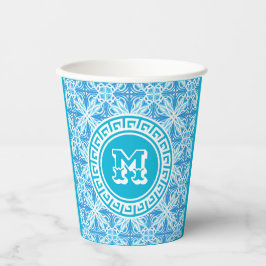 Vasos De Papel Blue Trellis Imprimir texto blanco moderno