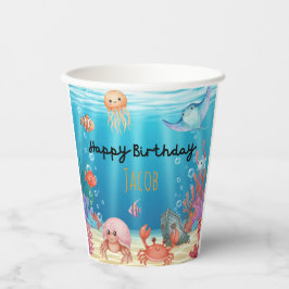 Vasos De Papel Blue Under the Sea birthday