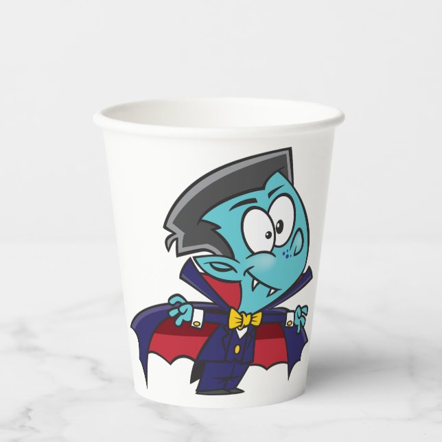 Vasos De Papel Blue Vampire Boy with Cape Cute Dracula (Anverso)