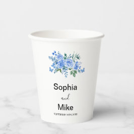 Vasos De Papel Blue Watercolour Floral and Butterflies Wedding
