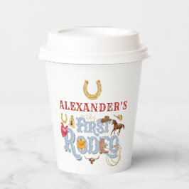 Vasos De Papel Blue Wild West First Rodeo Baby Boy Primer cumplea