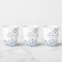 Vasos De Papel Blue Wildflower Boho Neutral Baby Shower