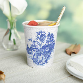 Vasos De Papel Blue Willow Rabbit Classic Whimsical Pottery