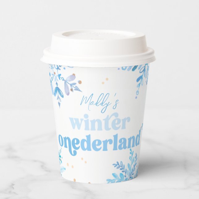 Vasos De Papel Blue Winter Onederland Hot Cocoa Cups (Izquierda)