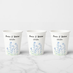 Vasos De Papel Bluebells Floral Azul acuarela Bodas naturales