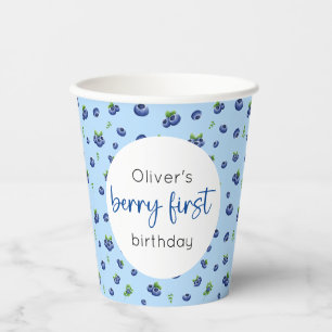 Vasos De Papel Blueberry 1ᵉʳ Birthday Berry First
