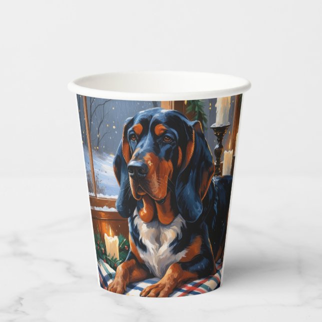 Vasos De Papel Bluetick Coonhound Con Luces De Navidad Fiesta (Anverso)