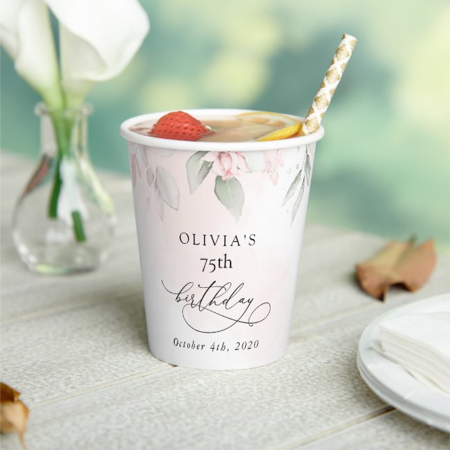 Vasos De Papel Blush Flowers, Pink Flowers, Boho, Birthday (in situ)