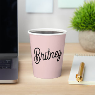 Vasos De Papel Blush Moderno Rosa Polvoriento Monograma y Nombre