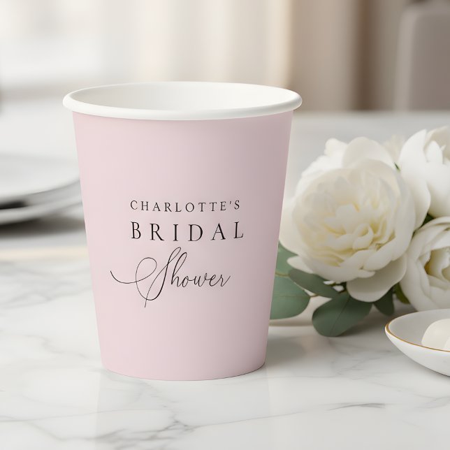 Vasos De Papel Blush Pink Personalized Bridal Shower  (Subido por el creador)