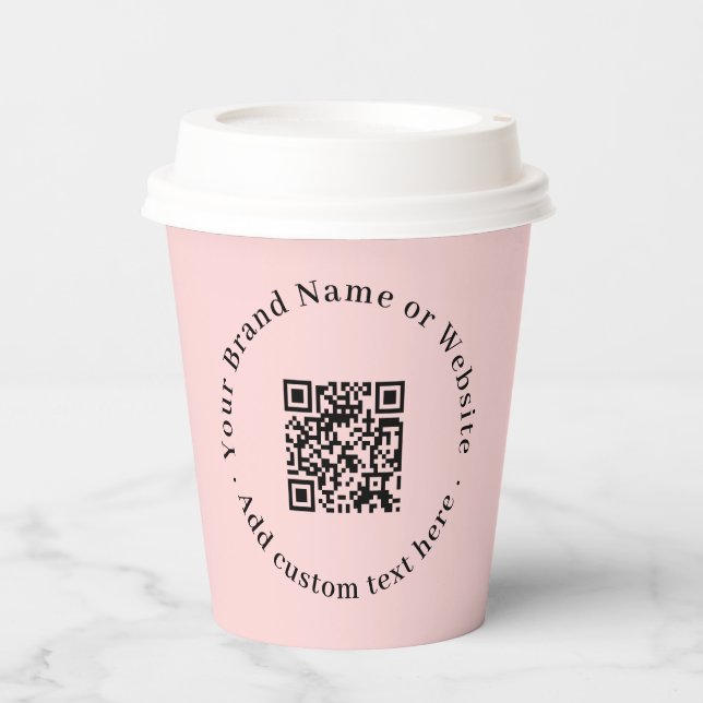 Vasos De Papel Blush Pink QR | Modern Business Promotional Design (Anverso)