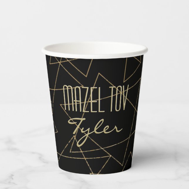 Vasos De Papel BM Bar Bat Mitzvah Gold Stars (Reverso )
