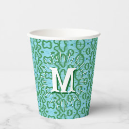 Vasos De Papel Boa Ripple in Green + Aqua Personalized