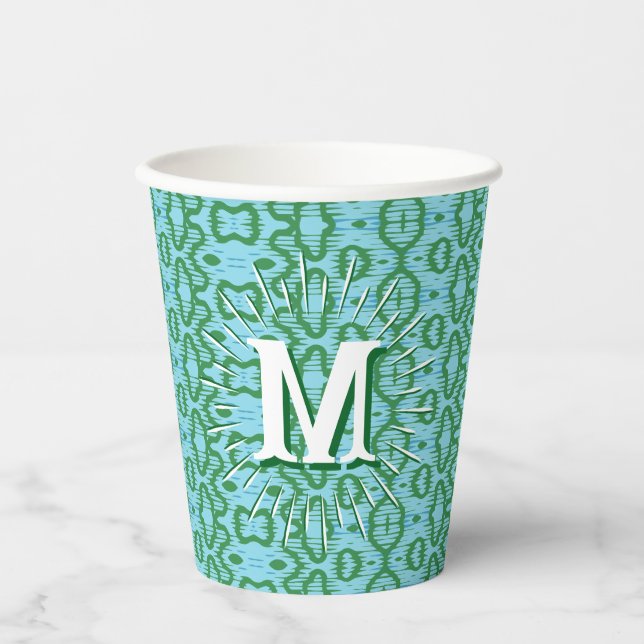 Vasos De Papel Boa Ripple in Green + Aqua Personalized (Anverso)