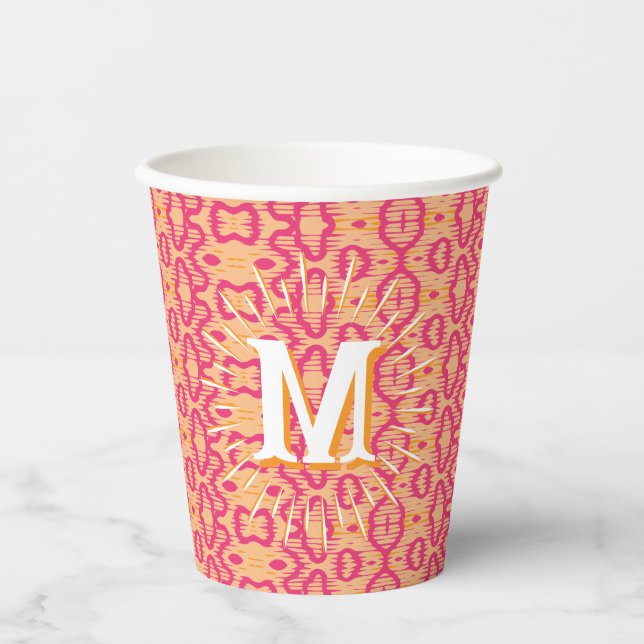 Vasos De Papel Boa Ripple in Pink + Orange Personalized (Anverso)