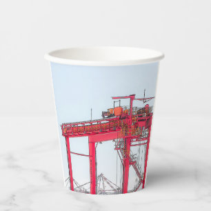 Vasos De Papel Boceto de grúa de puerto de bahía de Industrial Ha