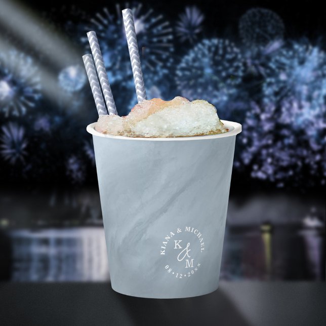 Vasos De Papel Boda acuarela moderna Dusty Blue ID816 (Subido por el creador)