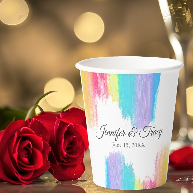 Vasos De Papel Boda arcoiris bello personalizado (Subido por el creador)