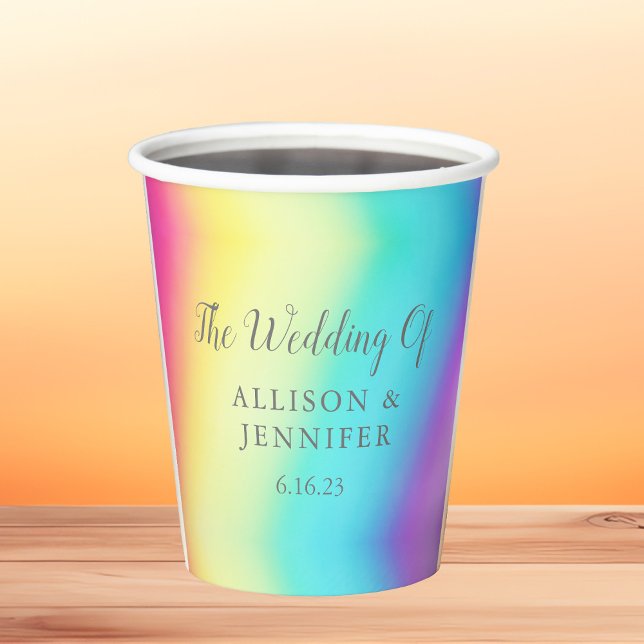 Vasos De Papel Boda arcoiris bonito personalizado (Subido por el creador)