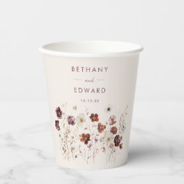 Vasos De Papel Boda Beige de Fall Wildflower Field