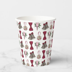 Vasos De Papel Boda Bells Flores Bow Tie Bridal Rose Bouquet