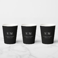 Boda Black Simple Elegant Couple Initials