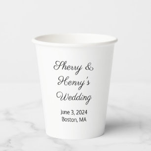 Vasos De Papel Boda blanco de las letras dulces