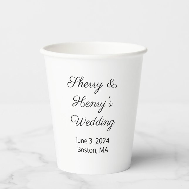 Vasos De Papel Boda blanco de las letras dulces (Anverso)
