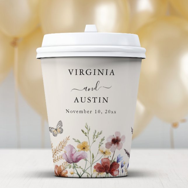 Vasos De Papel Boda Bohemia de Flores Silvestres (Boho Wildflower Wedding Paper Cups
)