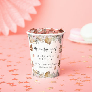 Vasos De Papel Boda Boho Neutral Rústica