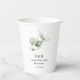Vasos De Papel Boda botánica de eucalipto con acuarela