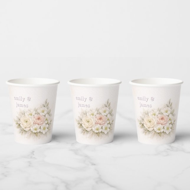 Vasos De Papel Boda Botánica Editorial Suave (Multi)