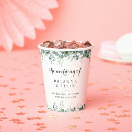 Vasos De Papel Boda Botánica Rústica Eucalipto Verde