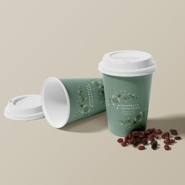 Vasos De Papel Boda botánico de eucalipto verde de sabio de presu (Subido por el creador)