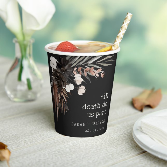 Vasos De Papel Boda botánico negro de roya gótica rústica boho (in situ)