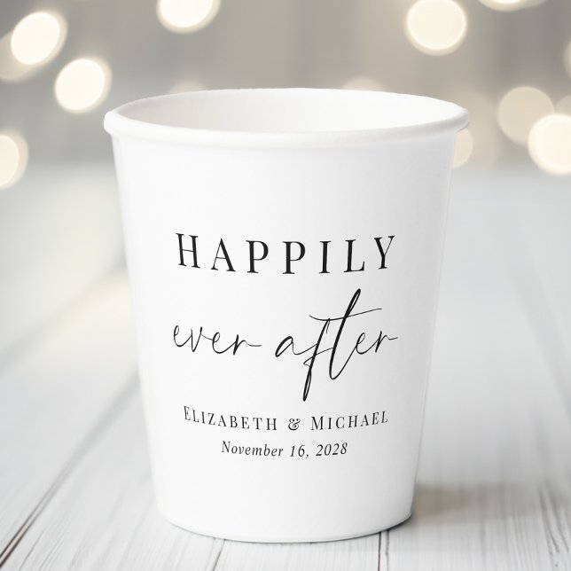 Vasos De Papel Boda Chic Felices Para Siempre (Subido por el creador)
