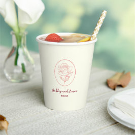 Vasos De Papel Boda Clásica Floral Rosa del Jardín de Antigüedade