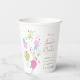 Vasos De Papel Boda confetti petal nombre personalizado color azu