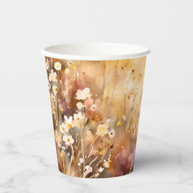 Vasos De Papel Boda de acuarela de Daisy Wildflowers de otoño (Anverso)