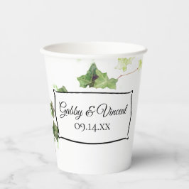 Vasos De Papel Boda de Acuarela de Hiedra Inglesa Verde