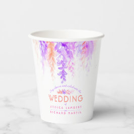 Vasos De Papel Boda de acuarela de naranja púrpura