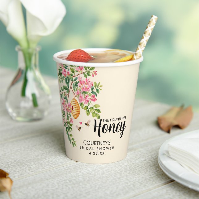 Vasos De Papel Boda de acuarela Encontró su miel  (in situ)