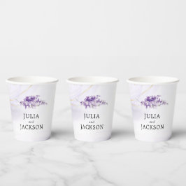 Vasos De Papel Boda de acuarela personalizada Lavender